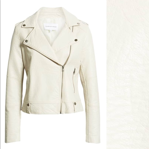 Faux leather Moto jacket - BONE color - Picture 4 of 6